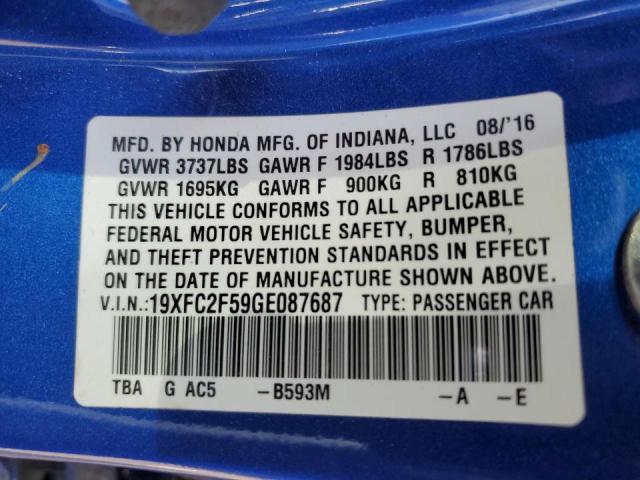 Photo 10 from auction – 2016 HONDA CIVIC LX with VIN 19XFC2F59GE087687