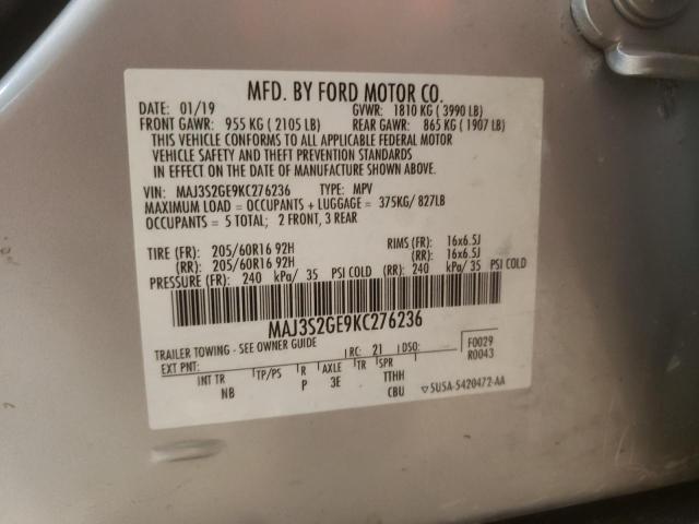 Photo 10 from auction – 2019 FORD ECOSPORT S with VIN MAJ3S2GE9KC276236