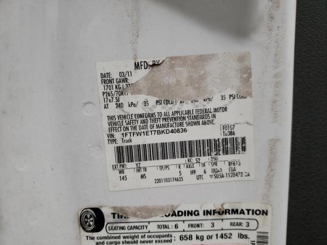 Photo 10 from auction – 2011 FORD F150 SUPER with VIN 1FTFW1ET7BKD40836