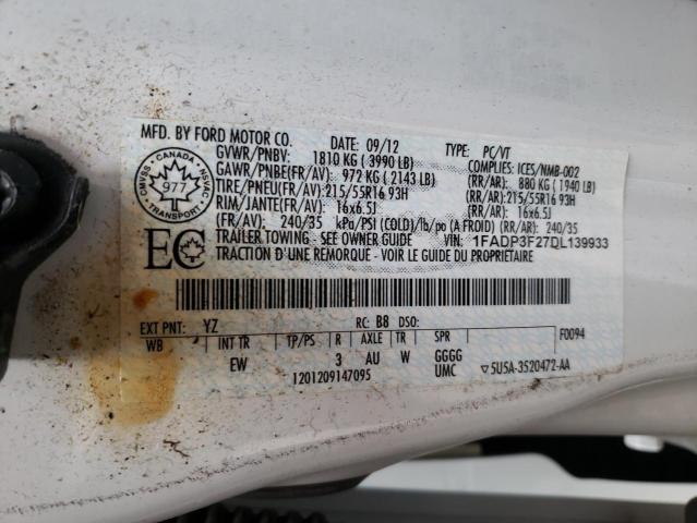 Photo 10 from auction – 2013 FORD FOCUS SE with VIN 1FADP3F27DL139933
