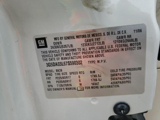Photo 10 from auction – 2007 BUICK RENDEZVOUS with VIN 3G5DA03L67S590302