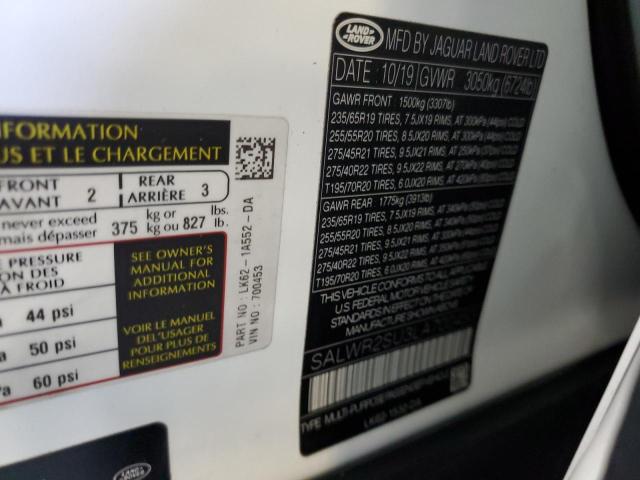 Photo 10 from auction – 2020 LAND ROVER RANGE ROVE with VIN SALWR2SU3LA700453