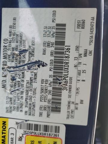 Photo 10 from auction – 2013 FORD FUSION SE with VIN 3FA6P0LUXDR187361