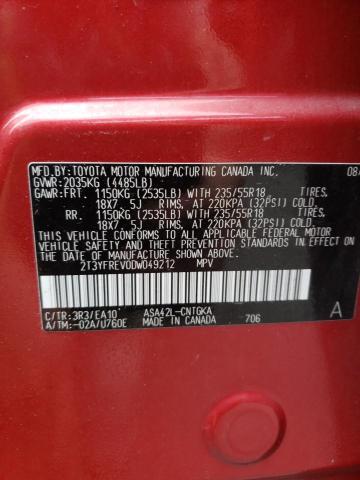 Photo 10 from auction – 2013 TOYOTA RAV4 LIMIT with VIN 2T3YFREV0DW049212