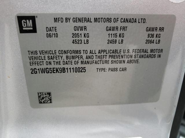 Photo 10 from auction – 2011 CHEVROLET IMPALA LT with VIN 2G1WG5EK9B1110025