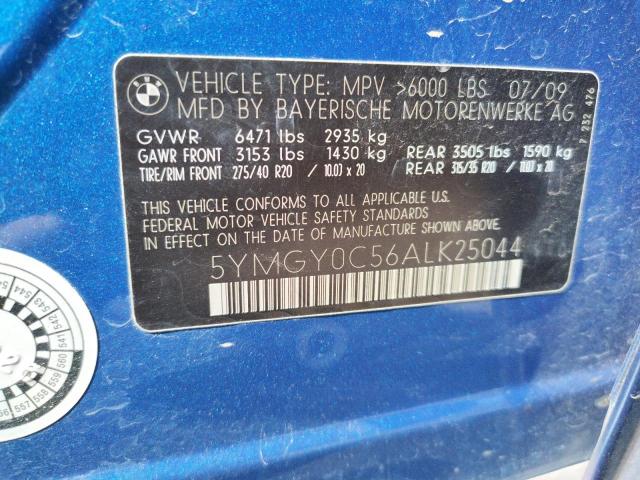 Photo 10 from auction – 2010 BMW X5 M with VIN 5YMGY0C56ALK25044