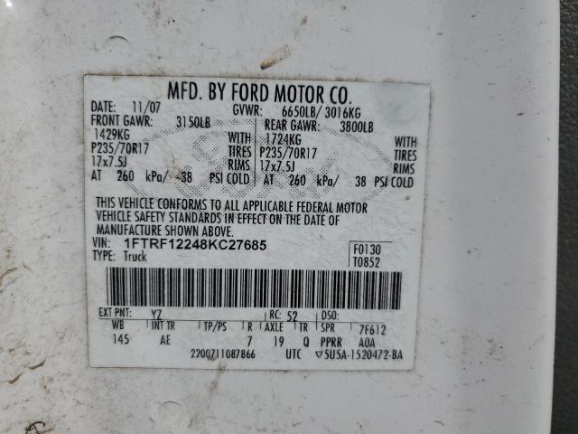 Photo 10 from auction – 2008 FORD F150 with VIN 1FTRF12248KC27685
