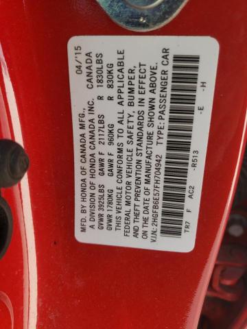 Photo 10 from auction – 2015 HONDA CIVIC SI with VIN 2HGFB6E57FH704942