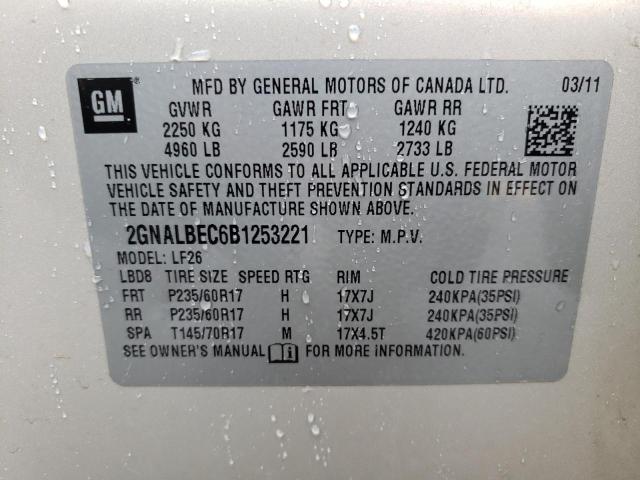 Photo 10 from auction – 2011 CHEVROLET EQUINOX LS with VIN 2GNALBEC6B1253221