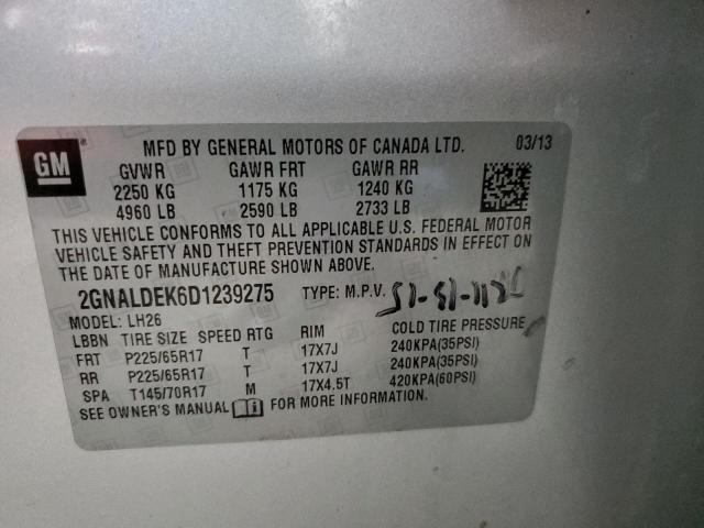 Photo 10 from auction – 2013 CHEVROLET EQUINOX LT with VIN 2GNALDEK6D1239275
