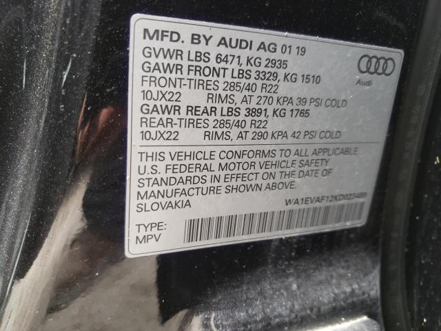 Photo 10 from auction – 2019 AUDI Q8 PREMIUM with VIN WA1EVAF12KD023489