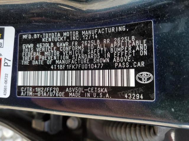 Photo 10 from auction – 2015 TOYOTA CAMRY LE with VIN 4T1BF1FK7FU010477