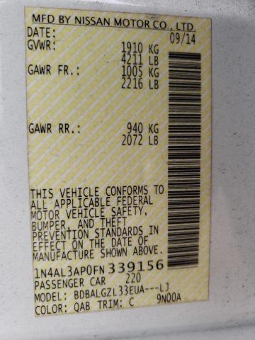Photo 10 from auction – 2015 NISSAN ALTIMA 2.5 with VIN 1N4AL3AP0FN339156