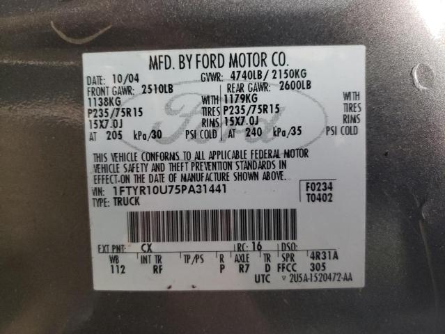 Photo 10 from auction – 2005 FORD RANGER with VIN 1FTYR10U75PA31441