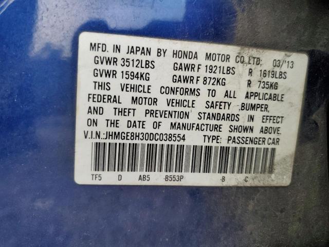 Photo 10 from auction – 2013 HONDA FIT with VIN JHMGE8H30DC038554