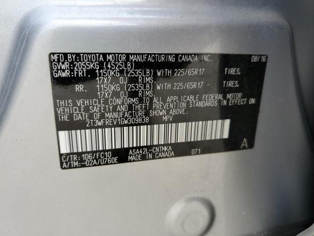 Photo 10 from auction – 2016 TOYOTA RAV4 XLE with VIN 2T3WFREV1GW309838