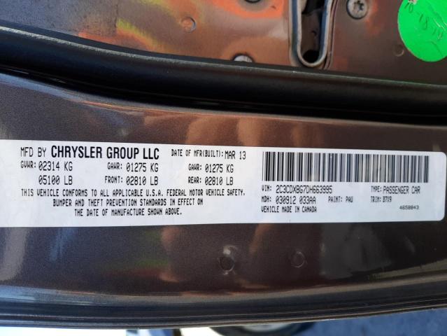 Photo 10 from auction – 2013 DODGE CHARGER SE with VIN 2C3CDXBG7DH663995