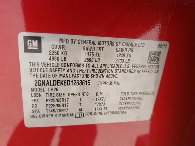 Photo 10 from auction – 2013 CHEVROLET EQUINOX LT with VIN 2GNALDEK6D1268615