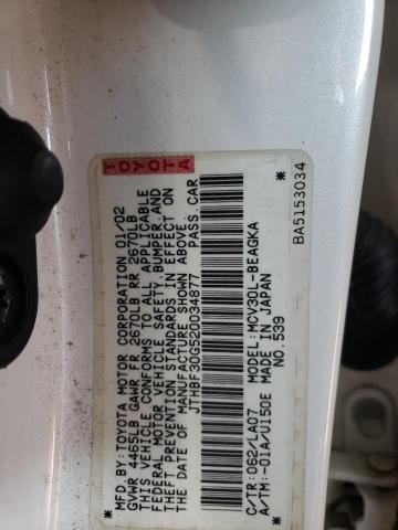 Photo 10 from auction – 2002 LEXUS ES 300 with VIN JTHBF30G520034877