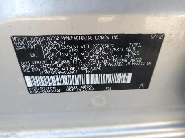 Photo 10 from auction – 2010 TOYOTA RAV4 with VIN 2T3BF4DV9AW069464