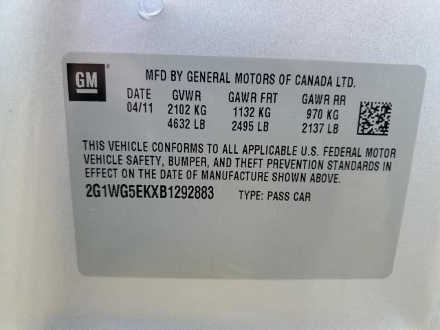 Photo 10 from auction – 2011 CHEVROLET IMPALA LT with VIN 2G1WG5EKXB1292883