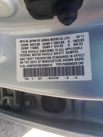 Photo 10 from auction – 2012 HONDA CIVIC HYBR with VIN JHMFB4F39CS006416