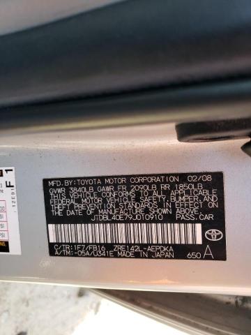 Photo 10 from auction – 2009 TOYOTA COROLLA BA with VIN JTDBL40E79J010910