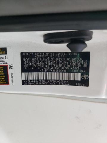 Photo 10 from auction – 2012 TOYOTA CAMRY BASE with VIN 4T1BF1FK8CU525435
