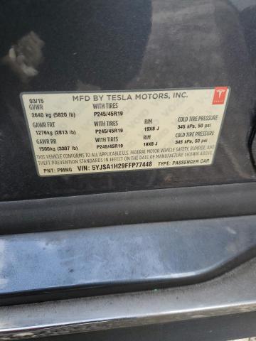 Photo 10 from auction – 2015 TESLA MODEL S 85 with VIN 5YJSA1H29FFP77448