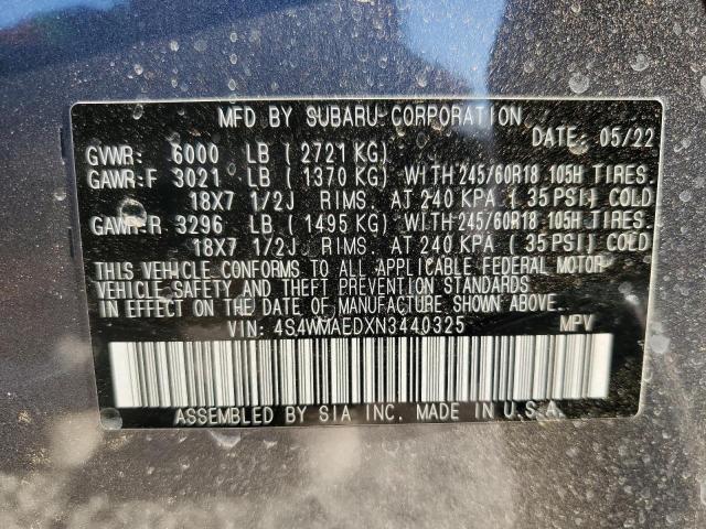 Photo 10 from auction – 2022 SUBARU ASCENT PRE with VIN 4S4WMAEDXN3440325