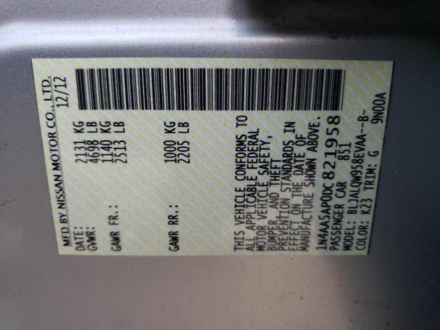 Photo 10 from auction – 2013 NISSAN MAXIMA S with VIN 1N4AA5AP0DC821958