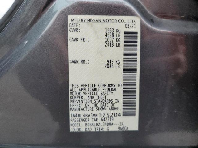 Photo 10 from auction – 2021 NISSAN ALTIMA S with VIN 1N4BL4BV5MN375204