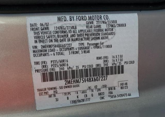 Photo 10 from auction – 2008 MERCURY GRAND MARQ with VIN 2MEHM75V48X607227