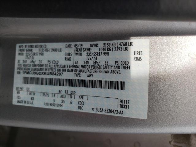 Photo 10 from auction – 2019 FORD ESCAPE SE with VIN 1FMCU9GDXKUB84207