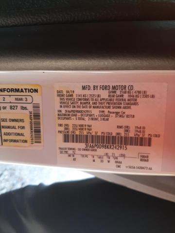 Photo 10 from auction – 2019 FORD FUSION TIT with VIN 3FA6P0D98KR242915