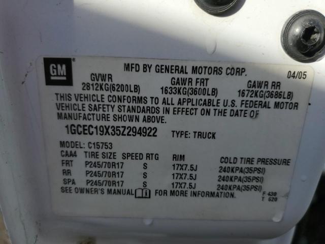 Photo 10 from auction – 2005 CHEVROLET SILVERADO with VIN 1GCEC19X35Z294922