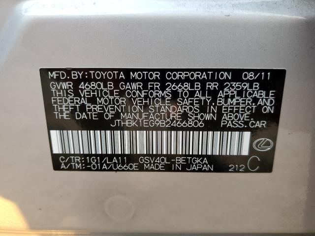 Photo 10 from auction – 2011 LEXUS ES 350 with VIN JTHBK1EG9B2466806