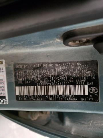 Photo 10 from auction – 2005 TOYOTA COROLLA CE with VIN 2T1BR32E05C447739
