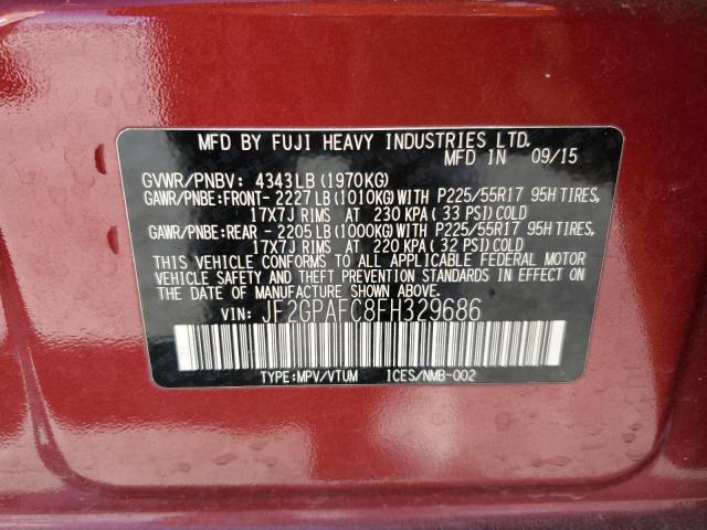 Photo 10 from auction – 2015 SUBARU XV CROSSTR with VIN JF2GPAFC8FH329686