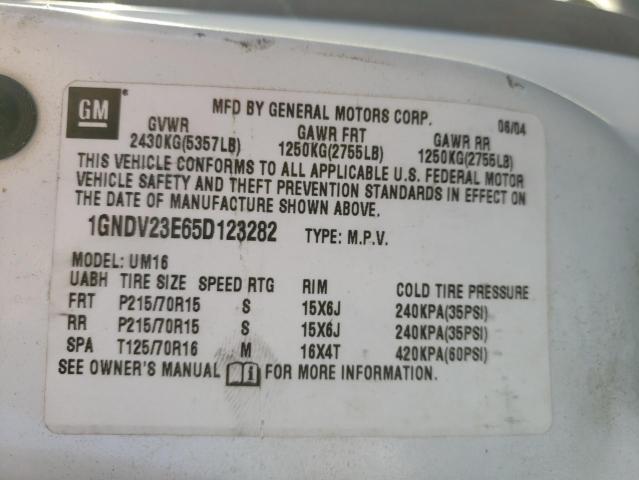 Photo 10 from auction – 2005 CHEVROLET VENTURE LS with VIN 1GNDV23E65D123282