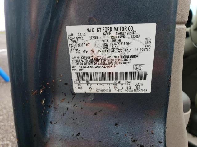 Photo 10 from auction – 2010 FORD ESCAPE XLT with VIN 1FMCU0DG6AKD00510