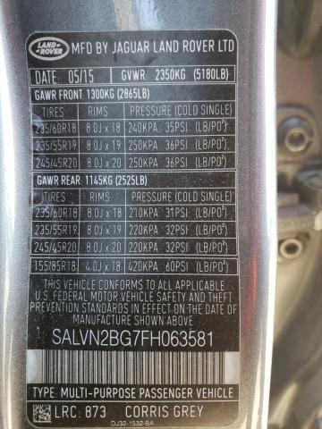 Photo 10 from auction – 2015 LAND ROVER RANGE ROVE with VIN SALVN2BG7FH063581