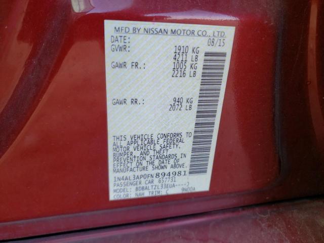 Photo 10 from auction – 2015 NISSAN ALTIMA 2.5 with VIN 1N4AL3AP0FN894981