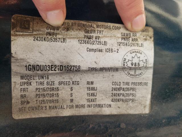 Photo 10 from auction – 2001 CHEVROLET VENTURE with VIN 1GNDU03E21D162758