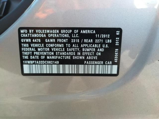 Photo 10 from auction – 2013 VOLKSWAGEN PASSAT SE with VIN 1VWBP7A32DC062149
