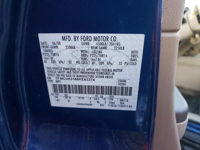 Photo 10 from auction – 2008 FORD ESCAPE XLT with VIN 1FMCU03168KE63374