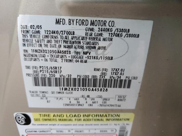 Photo 10 from auction – 2005 FORD FREESTYLE with VIN 1FMZK02105GA45828