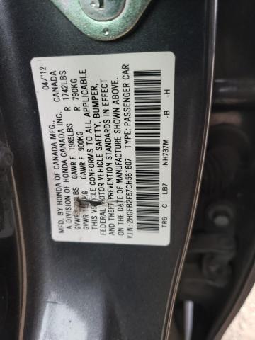 Photo 10 from auction – 2012 HONDA CIVIC LX with VIN 2HGFB2F57CH561607