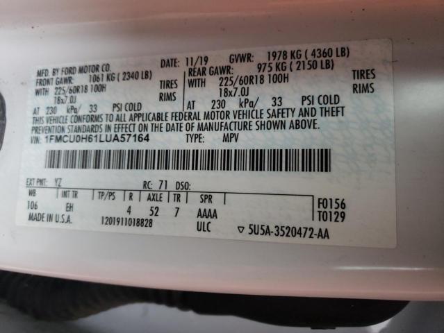 Photo 10 from auction – 2020 FORD ESCAPE SEL with VIN 1FMCU0H61LUA57164