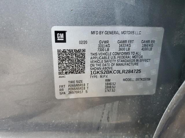 Photo 10 from auction – 2020 GMC YUKON SLT with VIN 1GKS2BKC0LR284725
